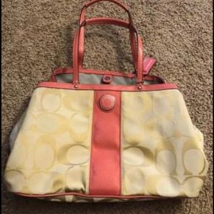 Authentic coach bag with pink accents